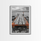 Rustic Dock, Seaside Escape, Coastal Pier, Nautical Wood, Canvas Print, Lake House Decor, Farmhouse Style, Living Room Wall Art