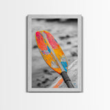 Colorful Oar Paddle, Beach House Decor, Boho Kayak Wall Art, Canvas Print, Vibrant Coastal Photography, Nautical Bathroom Art