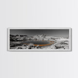 Desert Water Reflection, Desert Pond Scene, Minimalist Landscape Art, Framed Canvas Print, Neutral Wall Decor, Tranquil Nature Artwork