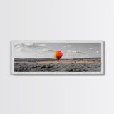 Hot Air Balloon, Colorful Sky, Open Field, Adventure Art, Framed Canvas Print, Whimsical Decor, Playroom Wall Art, Travel Theme