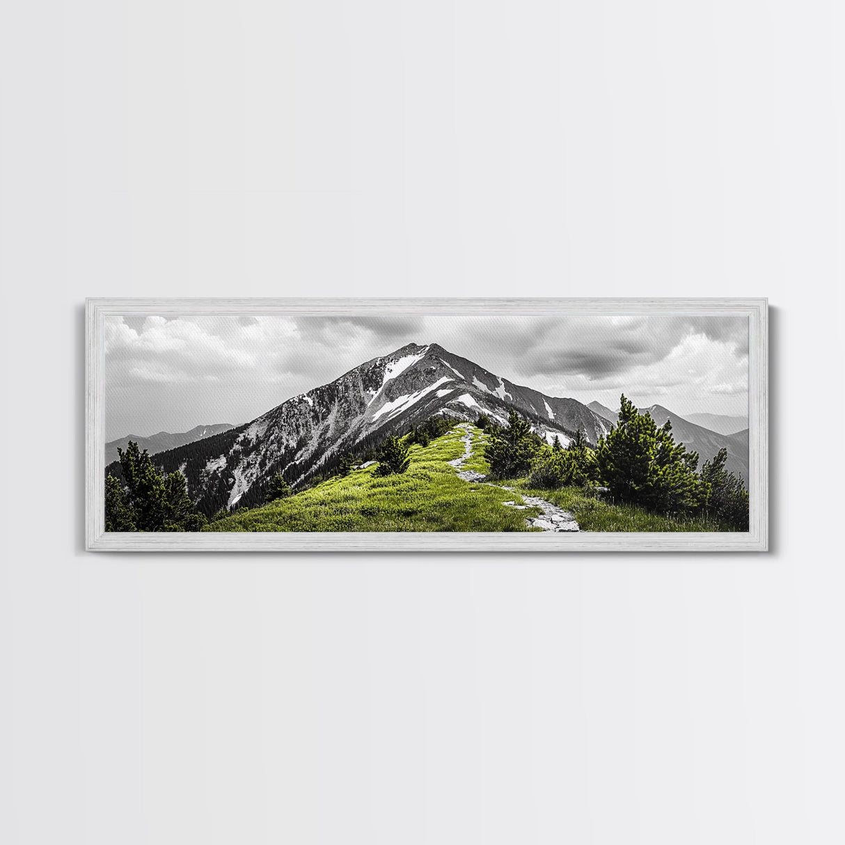 Mountain Hike Path, Scenic Peak Trail, Nature Landscape, Framed Canvas Print, Modern Cabin Decor, Adventure Wall Art, Minimalist Style