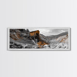 Desert Mine Cabin, Rustic Gold Landscape, Abandoned Building Scene, Framed Canvas Print, Western Art, Office Wall Decor