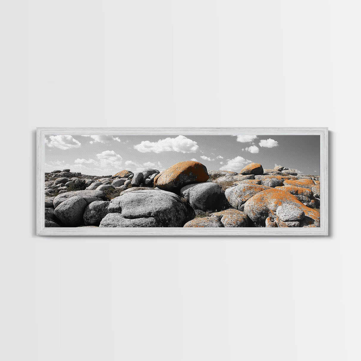 Granite Boulder Field, Orange Lichen Rocks, Desert Rockscape, Canvas Print, Natural Earth Decor, Living Room Wall Art
