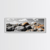 Granite Boulder Field, Orange Lichen Rocks, Desert Rockscape, Canvas Print, Natural Earth Decor, Living Room Wall Art