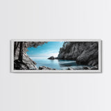 Coastal Cove, Ocean Escape, Blue Seascape, Nature View, Framed Canvas Print, Coastal Wall Decor, Bathroom Art, Nautical Beach Art