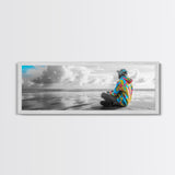Colorful Hoodie, Peaceful Ocean, Reflective Moment, Street Style, Framed Canvas Print, Boho Wall Art, Teen Bedroom Decor
