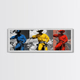 Cowboy Pop Art, Red Yellow Blue Trio, Western Rodeo Style, Framed Canvas Print, Bold Color Wall Art, Man Cave Decor, Modern Western Art