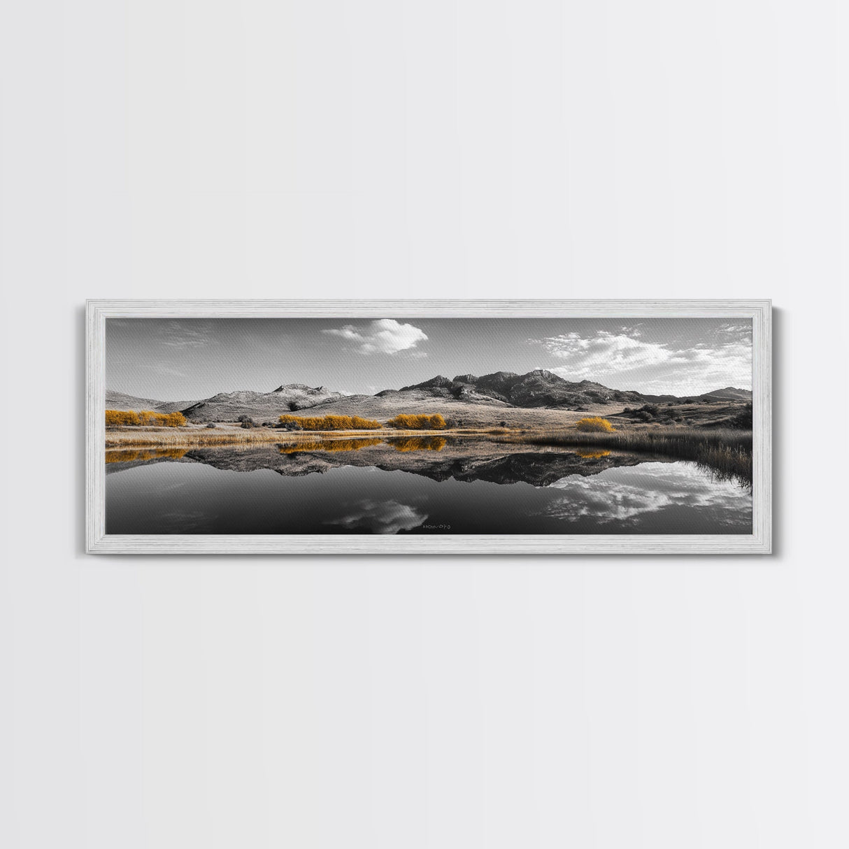 Yellow Trees, Mirror Lake, Majestic Mountains, Canvas Print, Fall Wall Art, Nature Photography, Peaceful Landscape Decor