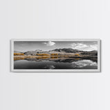 Yellow Trees, Mirror Lake, Majestic Mountains, Canvas Print, Fall Wall Art, Nature Photography, Peaceful Landscape Decor