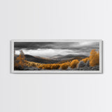 Fall Hills, Autumn Forest, Moody Landscape, Rolling Mountains, Framed Canvas Print, Cabin Wall Art, Nature Photography, Cozy Home Decor