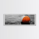 Orange Buoy Water, Minimal Marine Still Life, Nautical Photography, Ocean Vibe, Canvas Print, Bathroom Wall Art, Coastal Industrial Decor