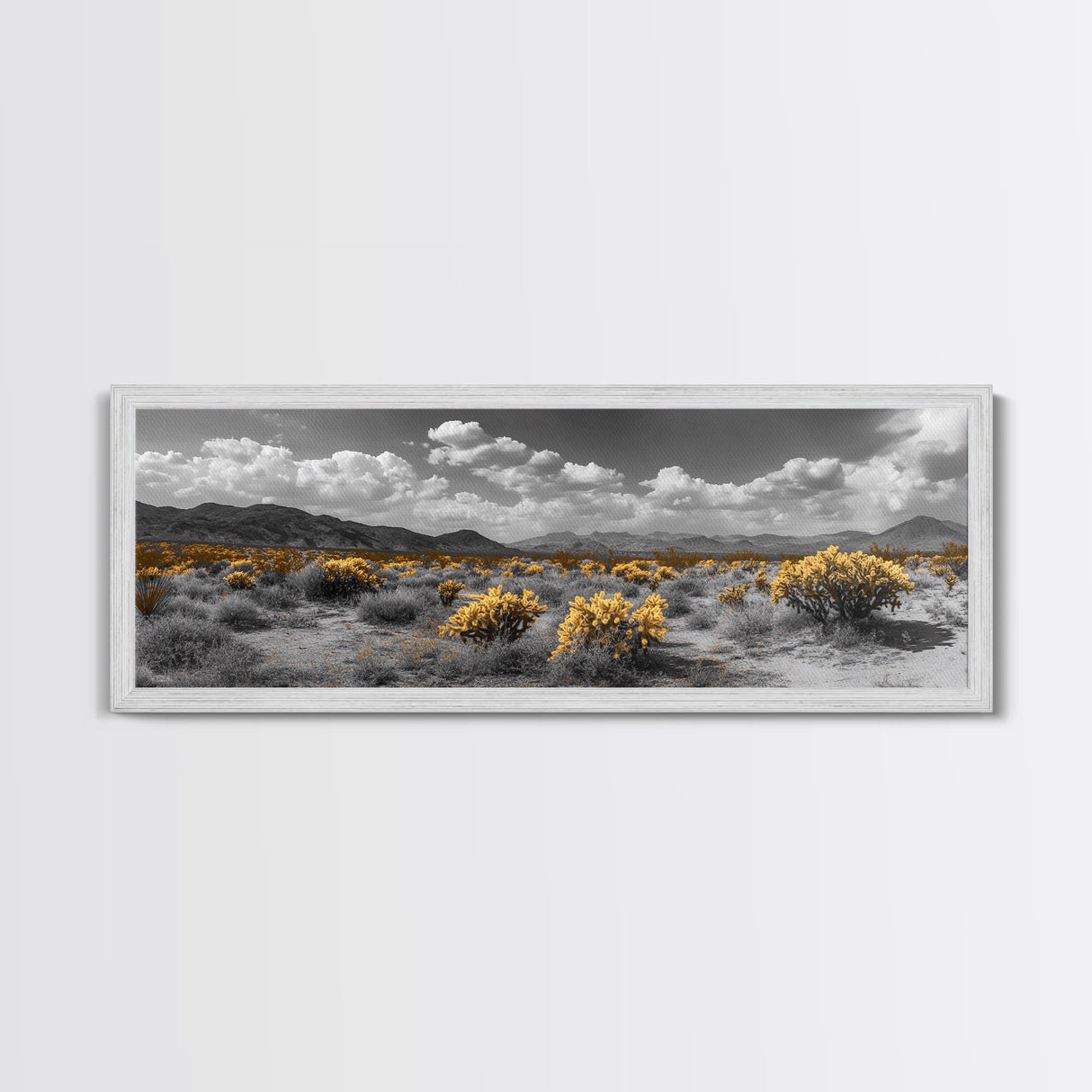 Desert Cactus, Southwestern Vibes, Golden Landscape, Boho Earth Tones, Framed Canvas Print, Entryway Wall Art, Desert Home Decor