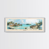 Blue Lagoon Island, Bahamas Watercolor Print, Vacation Gift, Bahamas Wall Art, Beach Painting, Beach Decor, Large Wall Art, Wood Frame Art