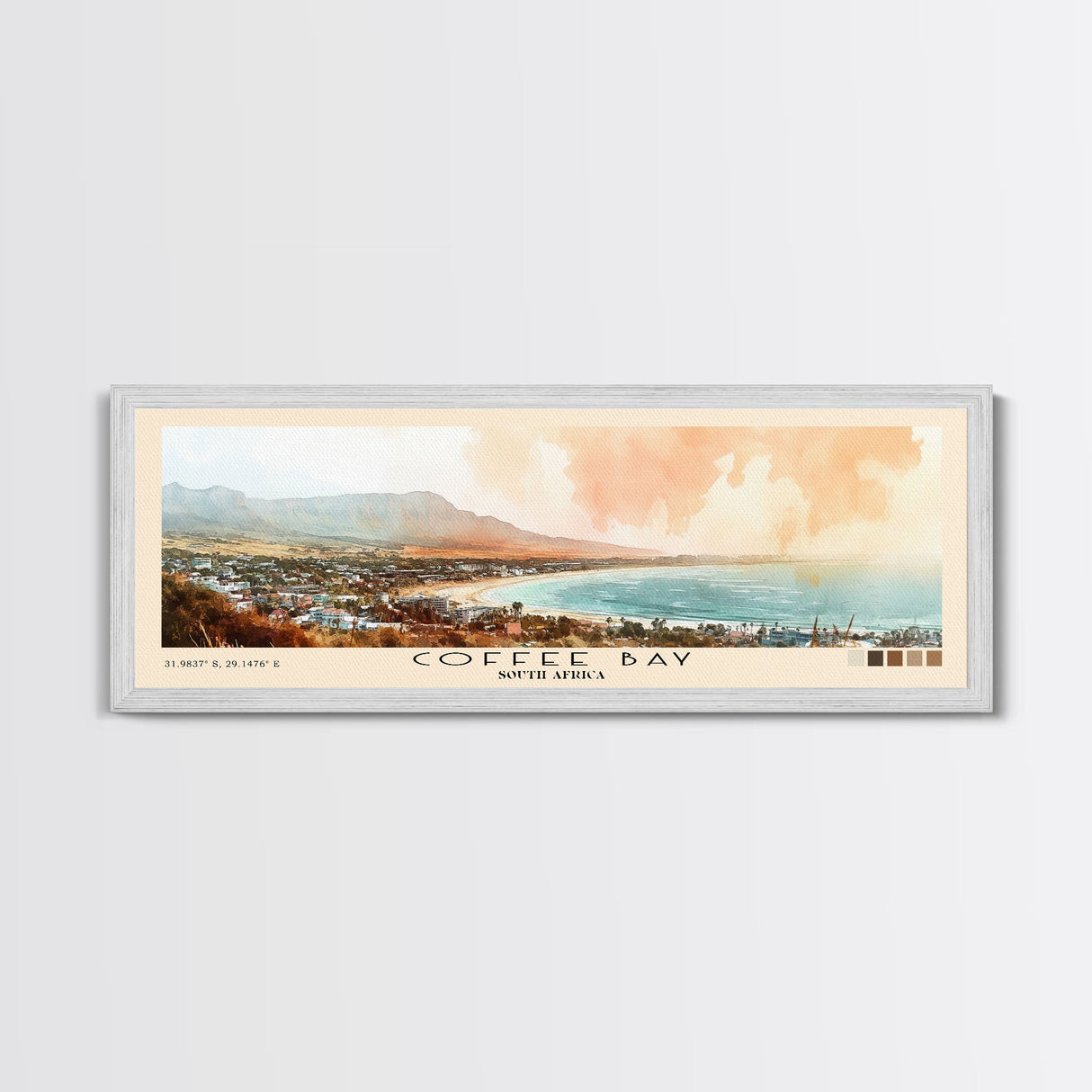 Coffee Bay, South Africa Watercolor Print, Vacation Gift, South Africa Wall Art, Beach Painting, Beach Decor, Large Wall Art, Wood Frame Art