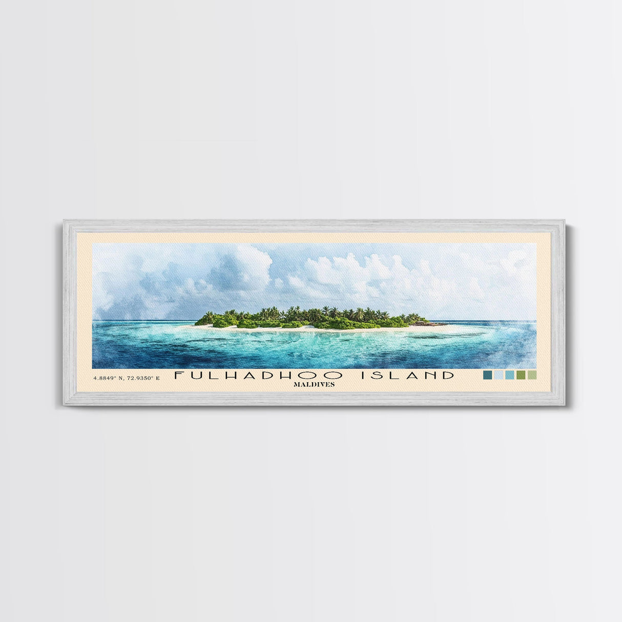Fulhadhoo Island, Maldives Watercolor Beach Print, Vacation Gift, Maldives Wall Art, Beach Painting, Beach Decor, Beach Painting