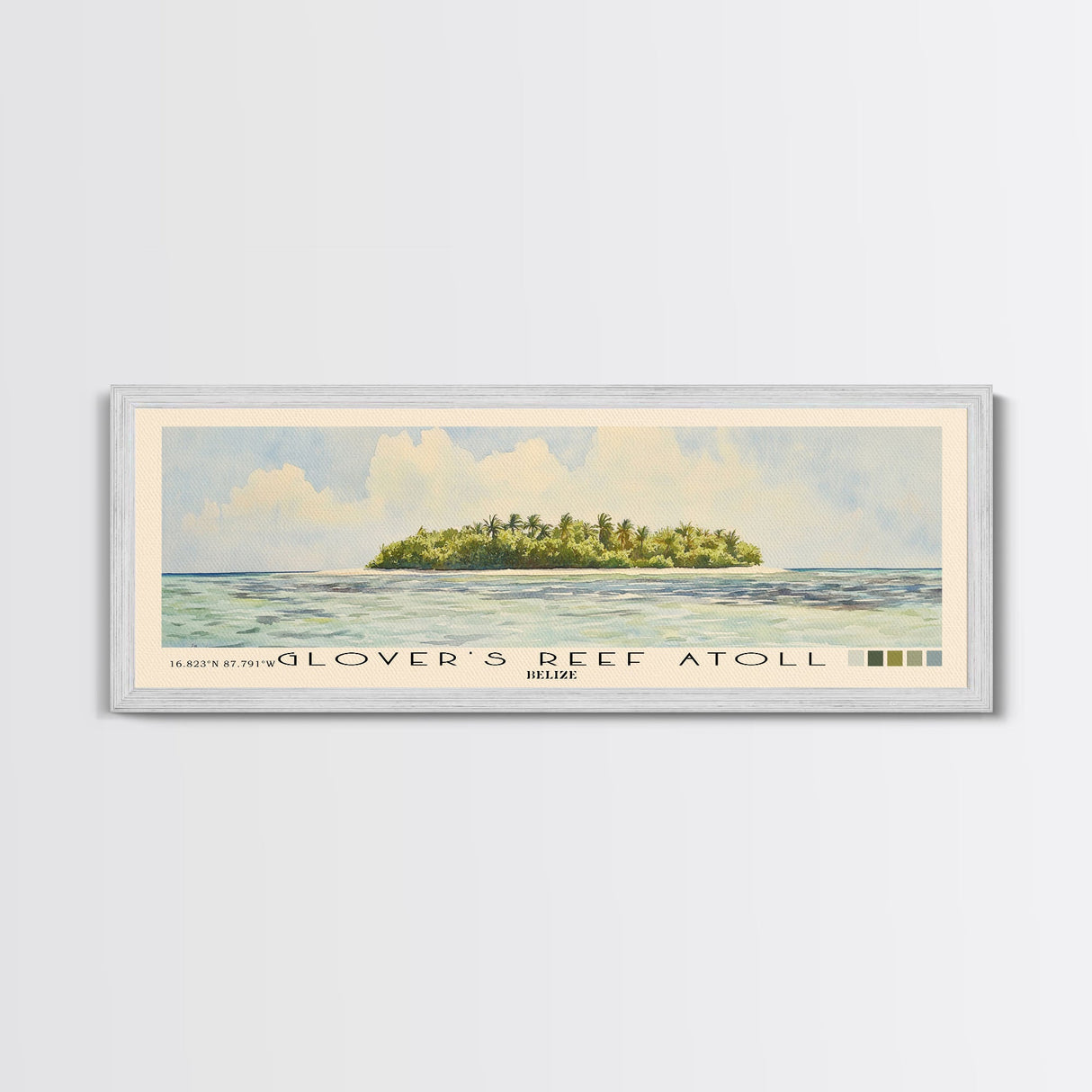 Glover’s Reef Atoll, Belize Watercolor Beach Print, Vacation Gift, Belize Wall Art, Beach Painting, Beach Decor, Beach Painting