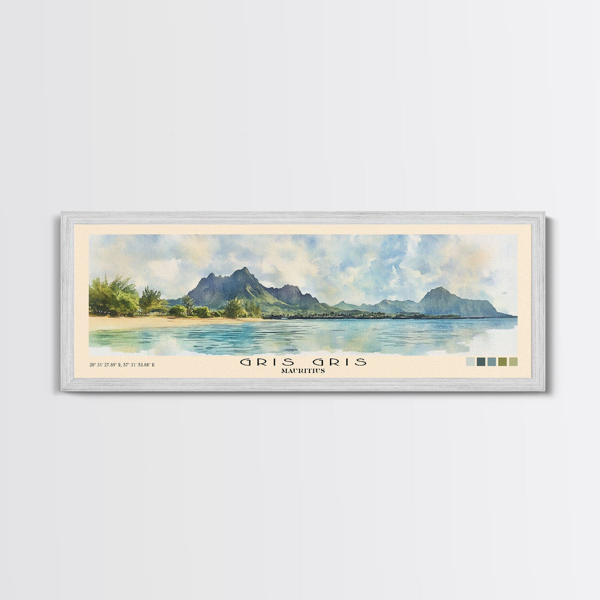 Gris Gris, Mauritius Watercolor Beach Print, Vacation Gift, Mauritius Wall Art, Beach Painting, Beach Decor, Beach Painting