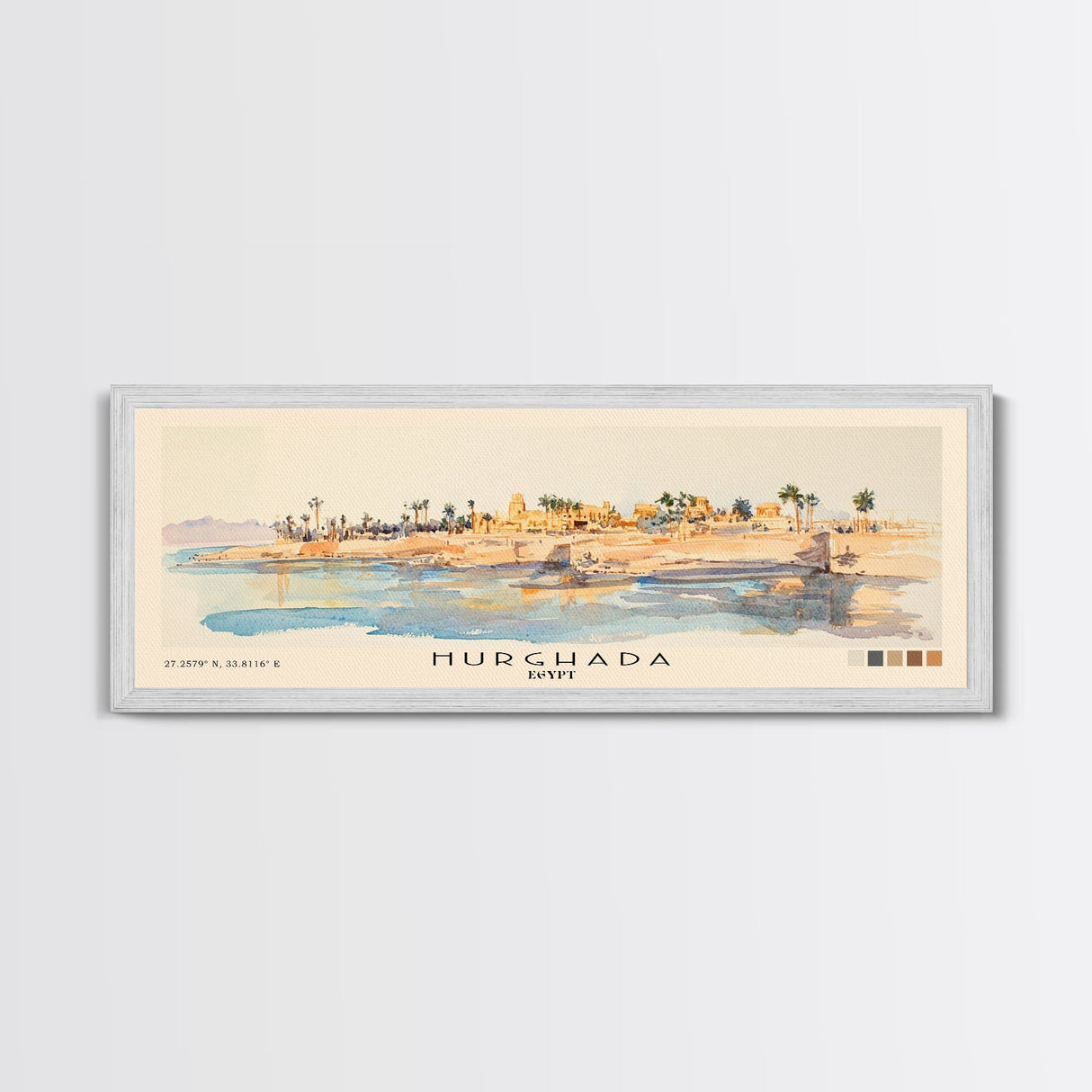 Hurghada, Egypt Watercolor Beach Print, Vacation Gift, Egypt Wall Art, Beach Painting, Beach Decor, Beach Painting