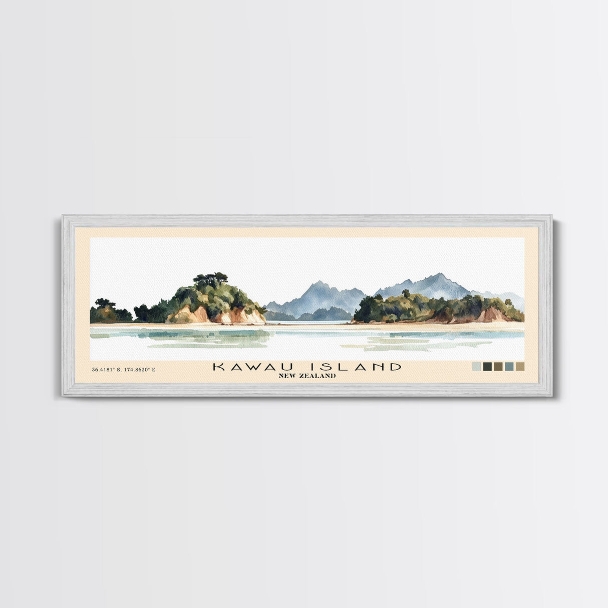 Kawau Island, New Zealand Watercolor Beach Print, Vacation Gift, New Zealand Wall Art, Beach Painting, Beach Decor, Beach Painting