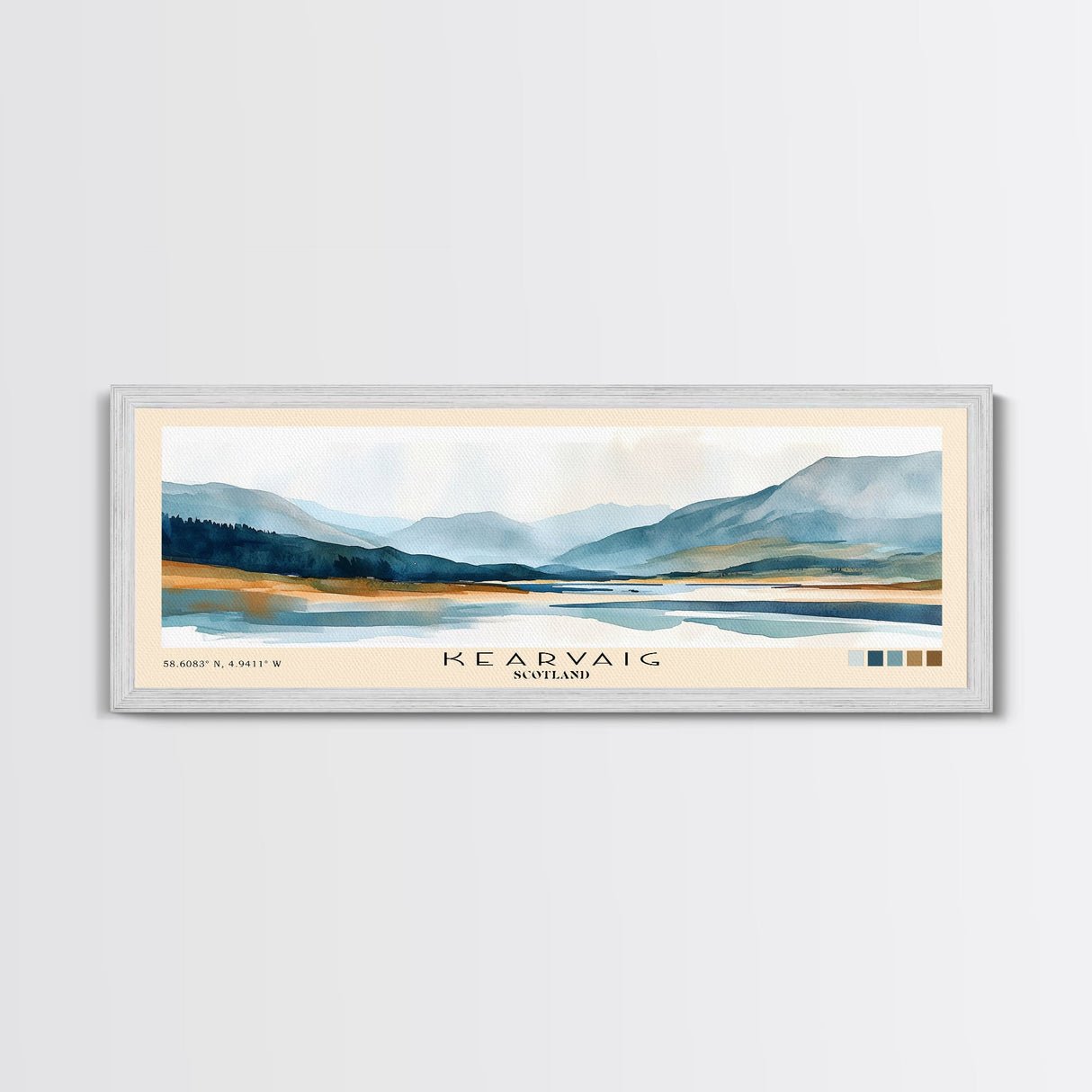 Kearvaig, Scotland Watercolor Print, Vacation Gift, Scotland Wall Art, Beach Painting, Beach Decor, Large Wall Art, Wood Frame Art