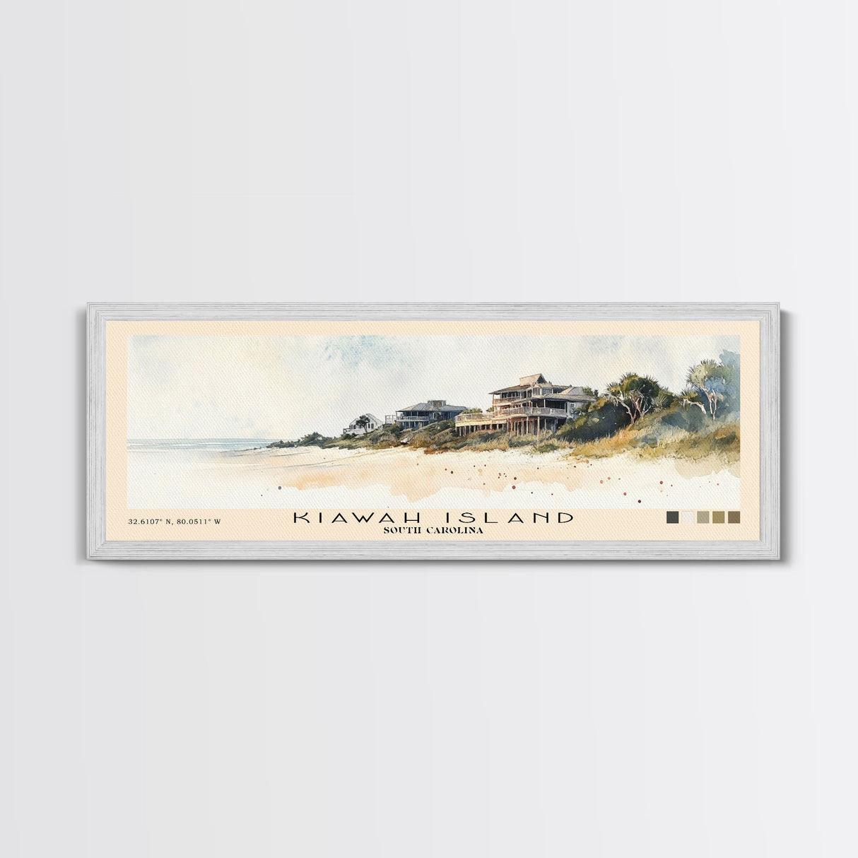 Kiawah Island, South Carolina Watercolor Print, Vacation Gift, South Carolina Wall Art, Beach Painting, Beach Decor, Large Wall Art, Wood Frame Art