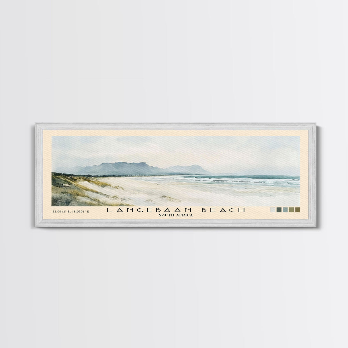 Langebaan Beach, South Africa Watercolor Print, Vacation Gift, South Africa Wall Art, Beach Painting, Beach Decor, Large Wall Art, Wood Frame Art