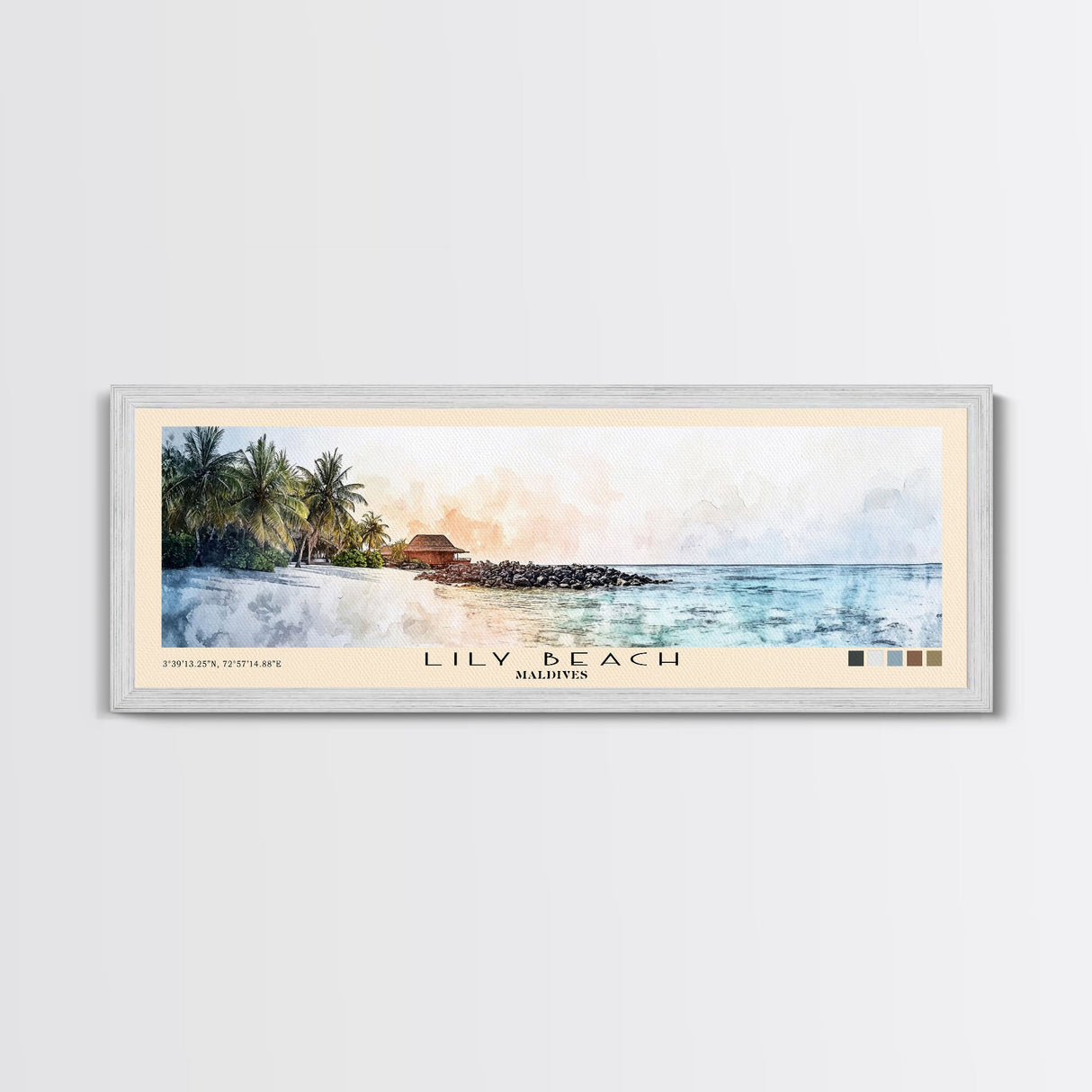 Lily Beach, Maldives Watercolor Beach Print, Vacation Gift, Maldives Wall Art, Beach Painting, Beach Decor, Beach Painting