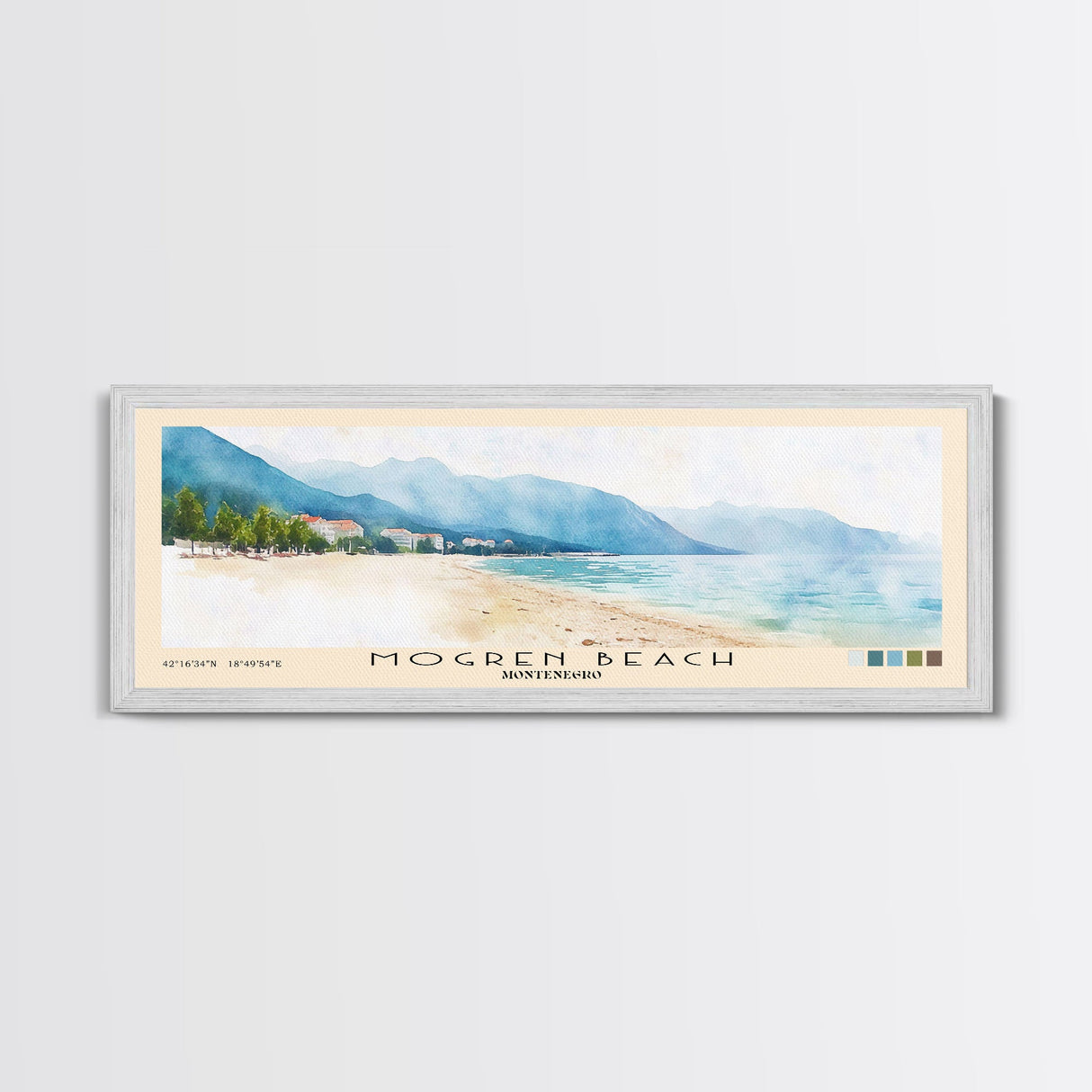 Mogren Beach, Montenegro Watercolor Beach Print, Vacation Gift, Montenegro Wall Art, Beach Painting, Beach Decor, Beach Painting