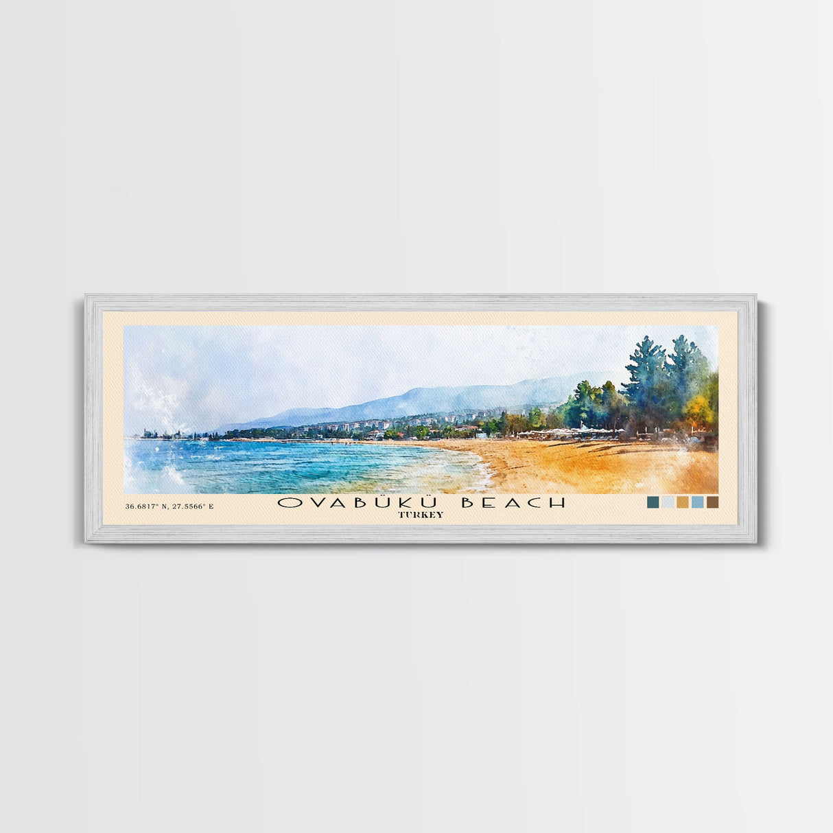 Ovabükü Beach, Turkey Watercolor Beach Print, Vacation Gift, Turkey Wall Art, Beach Painting, Beach Decor, Beach Painting