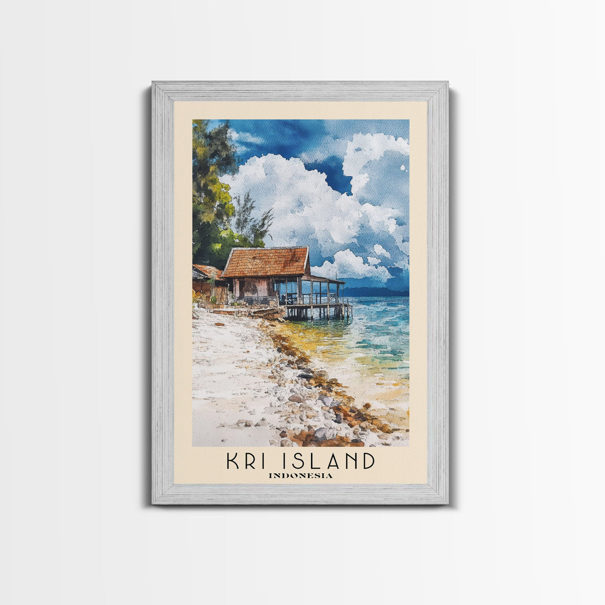 Kri Island, Indonesia Watercolor Beach Print, Vacation Gift, Indonesia Wall Art, Beach Painting, Beach Decor, Beach Painting