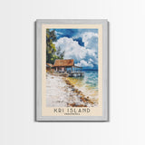 Kri Island, Indonesia Watercolor Beach Print, Vacation Gift, Indonesia Wall Art, Beach Painting, Beach Decor, Beach Painting