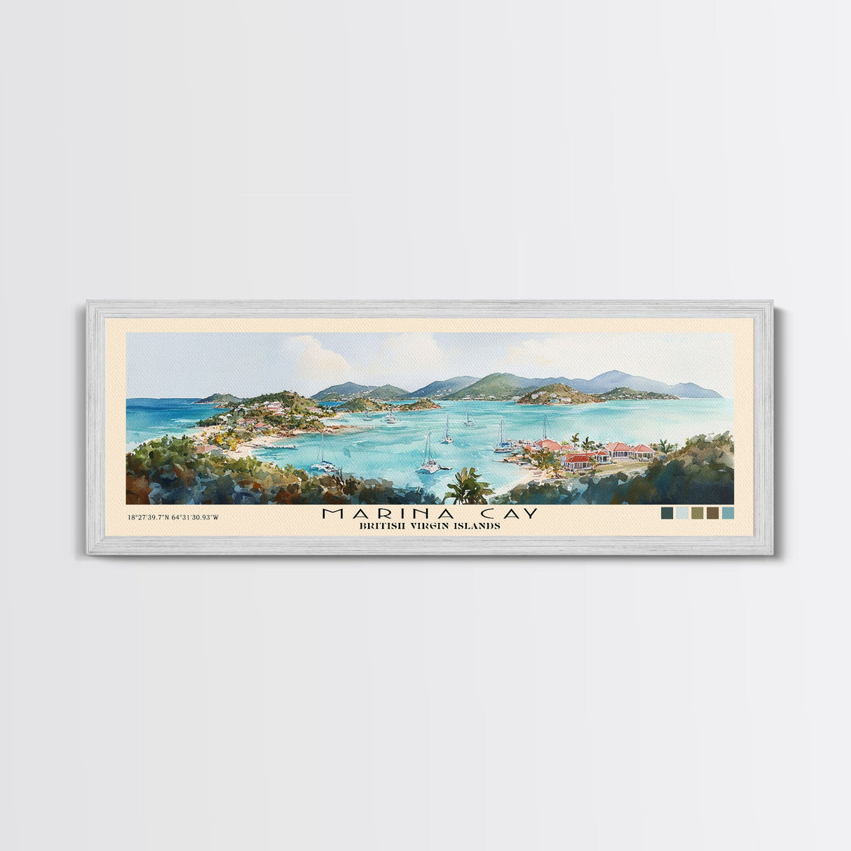 Marina Cay, British Virgin Islands, United Kingdom Watercolor Print, Vacation Gift, United Kingdom Wall Art, Beach Painting, Beach Decor, Beach Or Lakehouse Art