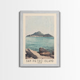 San Pietro Island, Italy Watercolor Print, Vacation Gift, Italy Wall Art, Beach Painting, Beach Decor, Large Wall Art, Wood Frame Art