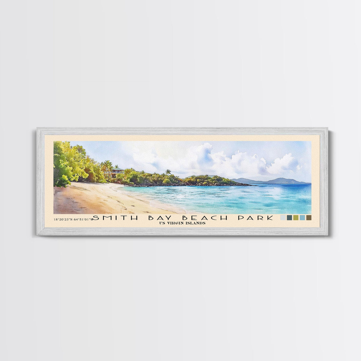 Smith Bay Beach Park, US Virgin islands Watercolor Beach Print, Vacation Gift, US Virgin islands Wall Art, Beach Painting, Beach Decor, Beach Painting
