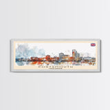 Portsmouth United Kingdom Wall Art, Panoramic Travel Poster, Panoramic Framed Canvas Print, City Wall Art, Wall Hanging Home Decor, Travel Art