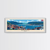 Bergen Norway Wall Art, Panoramic Travel Poster, Panoramic Framed Canvas Print, City Wall Art, Wall Hanging Home Decor, Travel Art