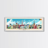 Brussels Belgium Panoramic Travel Poster, Framed Canvas Print or Metal Wall Art, Travel Art, Home Decor, Panoramic Painting, Midcentury Art