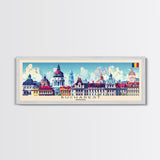 Bucharest Romania Wall Art, Panoramic Travel Poster, Panoramic Framed Canvas Print, City Wall Art, Wall Hanging Home Decor, Travel Art