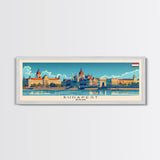Budapest Hungary Travel Art, City Art, Framed Canvas Print or Metal Wall Art, Europe Travel Poster, Panoramic Wall Art, Extra Wide Wall Art
