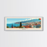 Funchal Portugal Travel Print Wall Art, Panoramic City Art, Travel Art, Wall Decor, Vacation Gift, Framed Canvas Print Or Metal Art