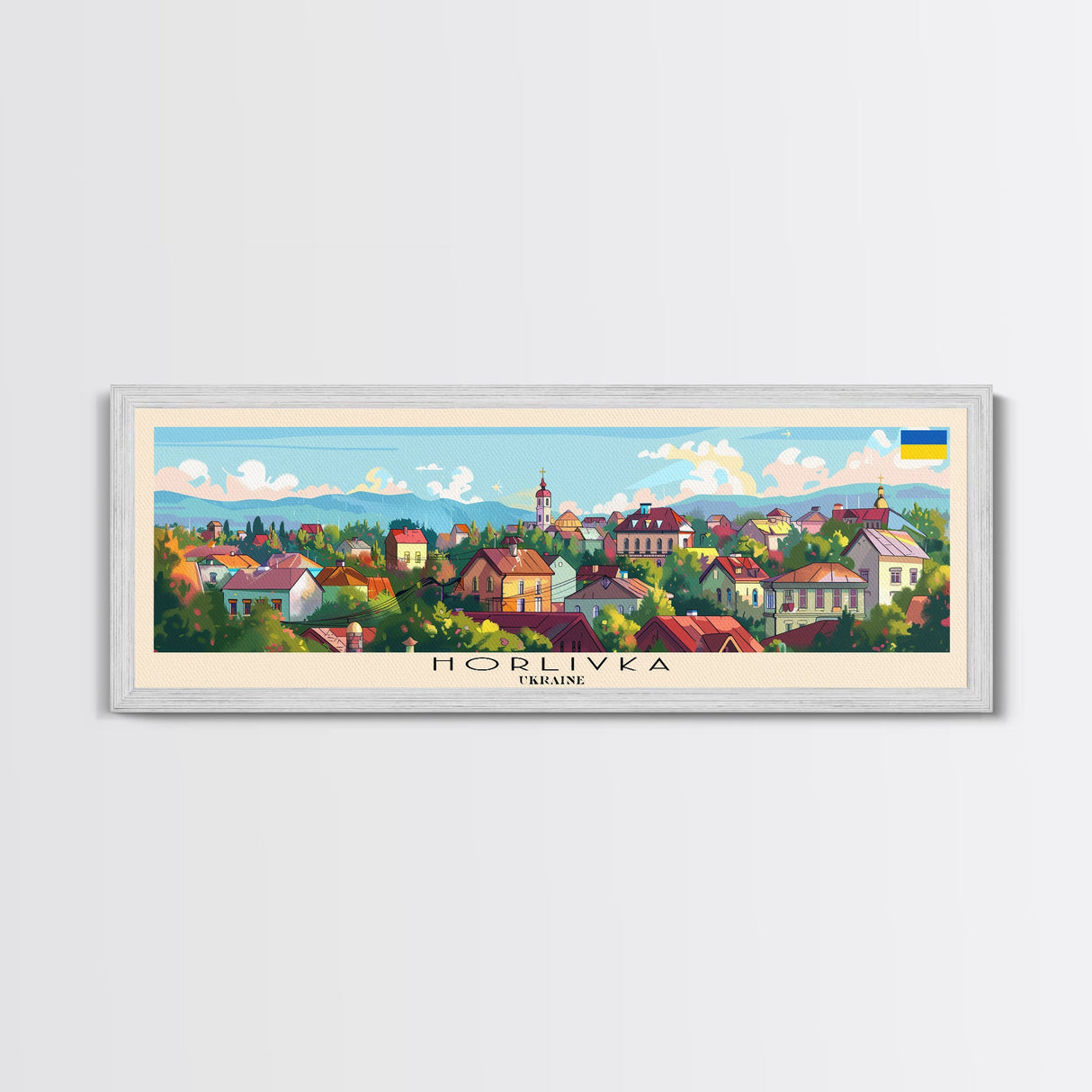 Horlivka Ukraine Wall Art, Panoramic Travel Poster, Panoramic Framed Canvas Print, City Wall Art, Wall Hanging Home Decor, Travel Art