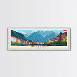 Innsbruck Austria Panoramic Travel Poster, Framed Canvas Print or Metal Wall Art, Travel Art, Home Decor, Panoramic Painting, Midcentury Art