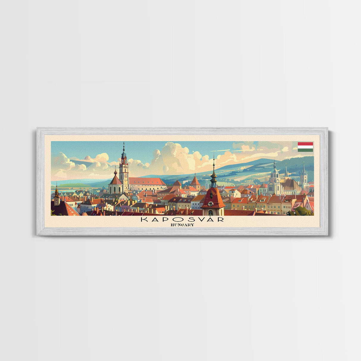 Kaposvar Hungary Travel Print Wall Art, Panoramic City Art, Travel Art, Wall Decor, Vacation Gift, Framed Canvas Print Or Metal Art