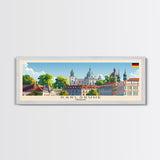 Karlsruhe Germany Panoramic Travel Poster, Framed Canvas Print or Metal Wall Art, Travel Art, Home Decor, Panoramic Painting, Midcentury Art