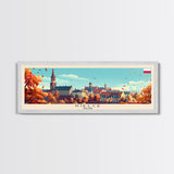 Kiel Germany Panoramic Travel Poster, Framed Canvas Print or Metal Wall Art, Travel Art, Home Decor, Panoramic Painting, Midcentury Art