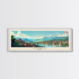 Kutaisi Georgia Panoramic Travel Poster, Framed Canvas Print or Metal Wall Art, Travel Art, Home Decor, Panoramic Painting, Midcentury Art