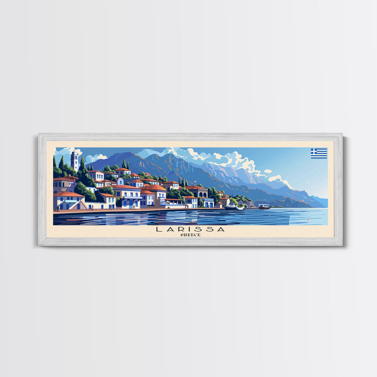 Larissa Greece Travel Print Wall Art, Panoramic City Art, Travel Art, Wall Decor, Vacation Gift, Framed Canvas Print Or Metal Art