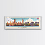 London United Kingdom Panoramic Travel Poster, Framed Canvas Print or Metal Wall Art, Travel Art, Home Decor, Panoramic Painting, Midcentury Art