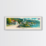 Nalchik Russia Panoramic Travel Poster, Framed Canvas Print or Metal Wall Art, Travel Art, Home Decor, Panoramic Painting, Midcentury Art