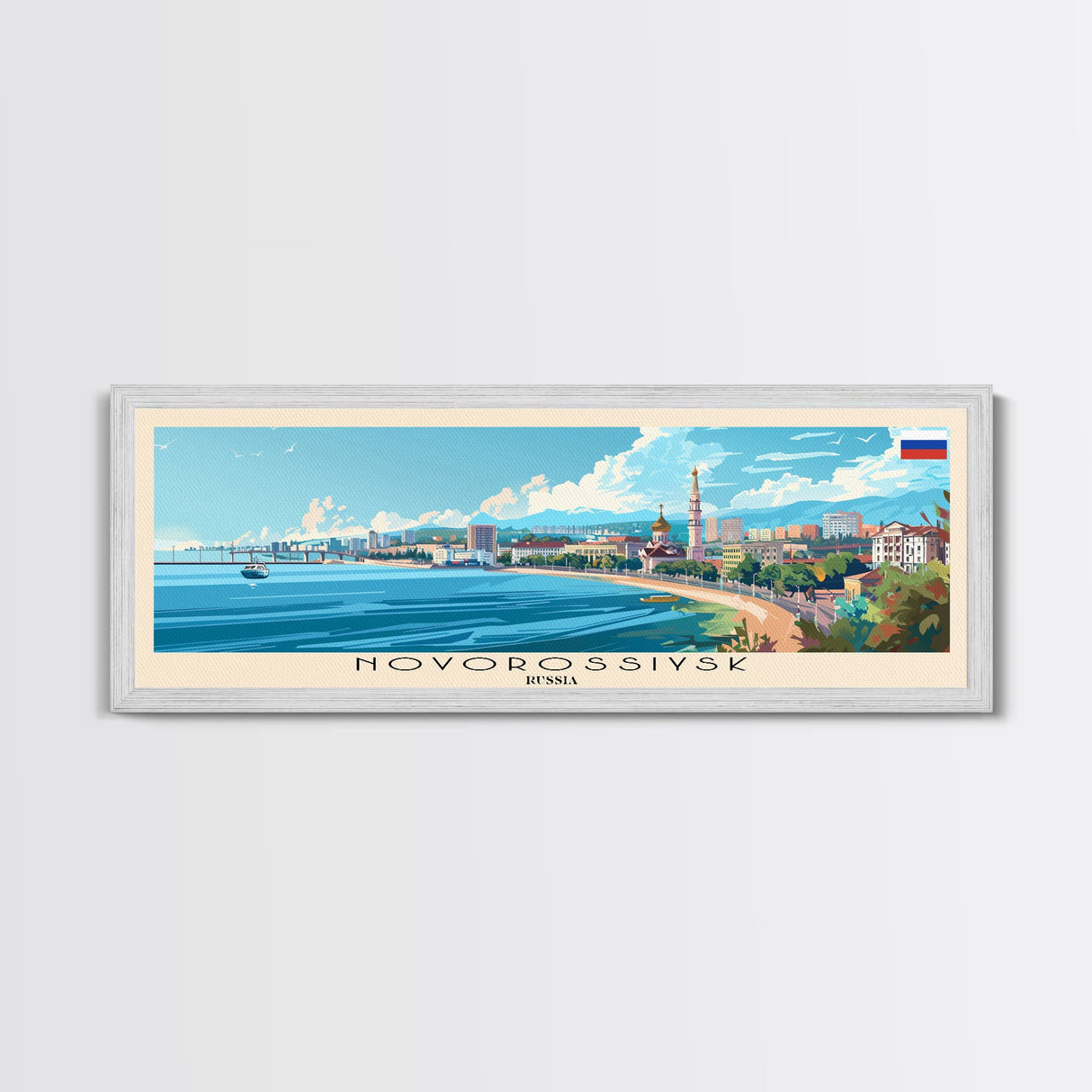 Novorossiysk Russia Wall Art, Panoramic Travel Poster, Panoramic Framed Canvas Print, City Wall Art, Wall Hanging Home Decor, Travel Art
